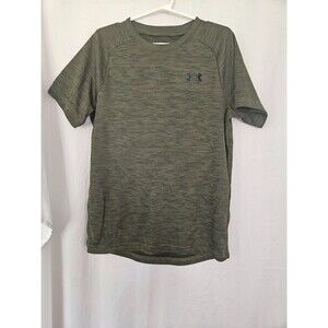Youth Medium Under Armour Tech‎ Tee Olive Green Short Sleeve